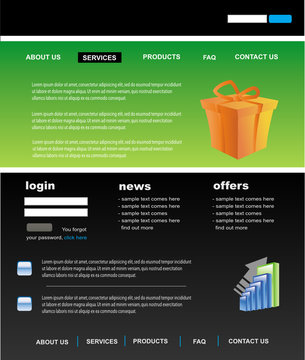 Modern black and green web2 website layout