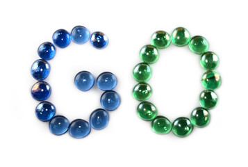 Letters go from a glass stones