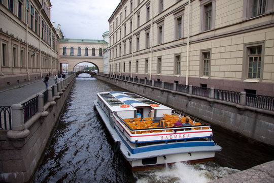 Boat on Neva canal st.Petersburg