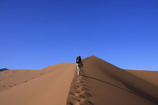 Sossusvleiand Climbing Big Sand Dune