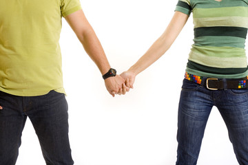 young couple holding hands
