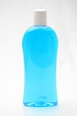 blue shampoo bottle
