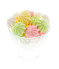 Colour meringues in a vase.  Isolated