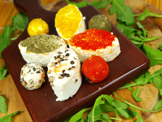 cheese pieces with various spices
