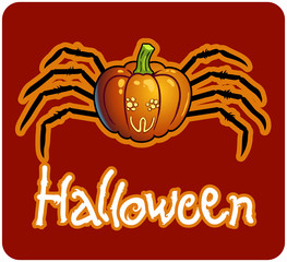 halloween's drawing - a pumpkin head with spider's legs