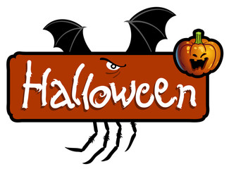 Halloween scary titling with bat wings and spider's legs