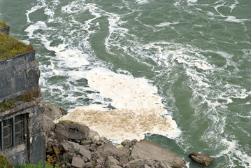 water pollution with foam floating