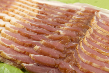 sliced bacon close up