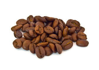 Coffee beans on a white background