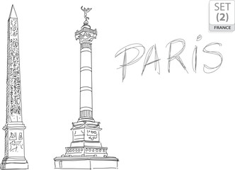 Naklejka premium PARIS Touristique - (SET 2) drawing - sketch