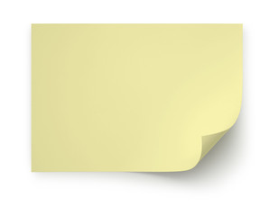 Yellow note pad paper curled