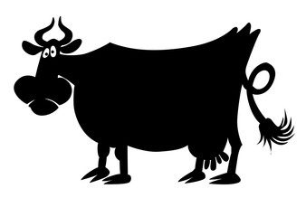 silhouette of the cow on white background