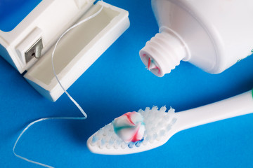 Toothbrush, toothpaste and dental floss