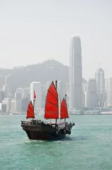 Fototapete Hong Kong Dschunke in Hongkong