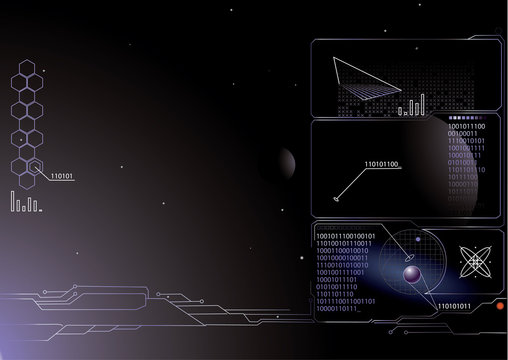 Computer panel of space ship/ background