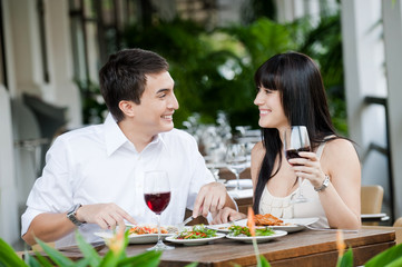Couple Eating Outdoors