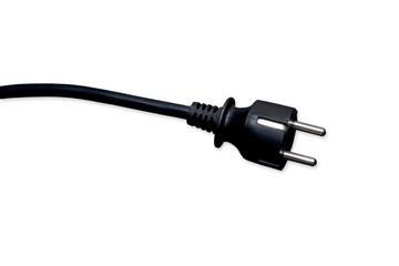 Schwarzer Stecker, europäisch, weißer Hintergrund