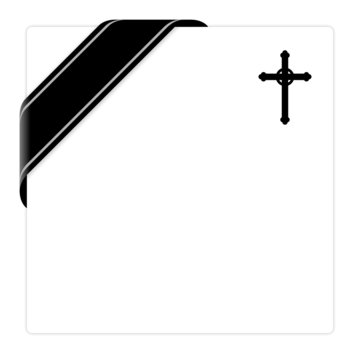 sterbebild mit schwarzer schleife und kreuz