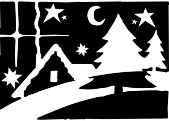Fototapeta premium Winterlandschaft bei Nacht