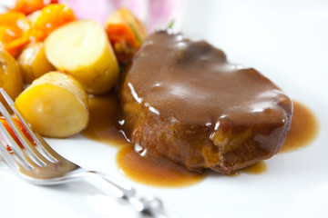 Roast pork with sauce