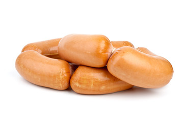 Pile of sausages isolated on the white background