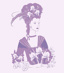 Elegant  Lady with Irises