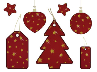 red and gold gift tags