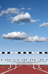 Hurdles track with sky background