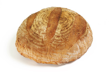 Isolated loaf of home baked bread