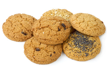 Few oatmeal cookies  isolated on the white background