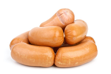 Pile of sausages isolated on the white background