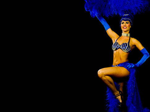 dancing showgirl in blue