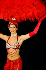 showgirl in red costume