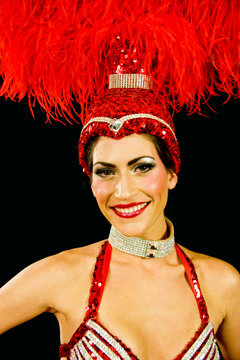 Las Vegas Showgirl In Red