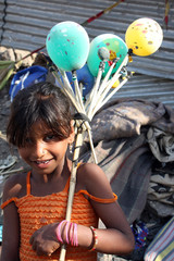 Beggar Girl with Balloons