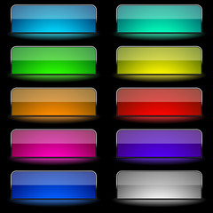 Vector set of varicolored glowing rectangular buttons.