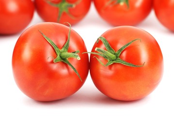 Fresh tomatoes pattern on white background