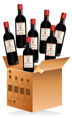 Caisse de bouteilles de vin