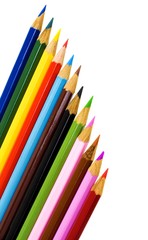 Set of color pencils isolated on a white background