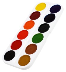 Set of watercolor paints isolated on white background