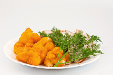 Rosted cauliflower with chiken meat and dill