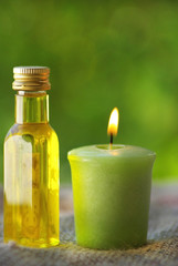 Oliveoil and candle.