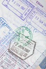 Zelfklevend Fotobehang US Passport Visa Stamps © soulgems