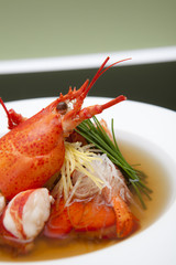 Lobster Consomme On Green Background