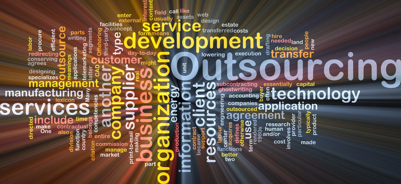 Outsourcing  word cloud box package