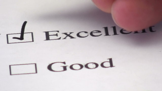 Customer service survey checkbox EXCELLENT close-up  - HD