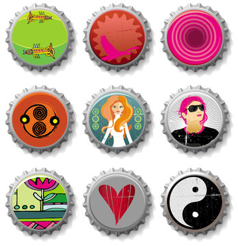 bottle caps 2 - vector set