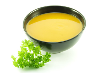 Tomato Soup in a Black Bowl