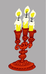 illustration of the candle on gray background