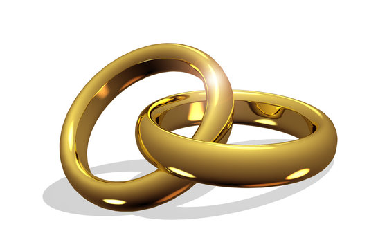 Golden wedding rings linked together